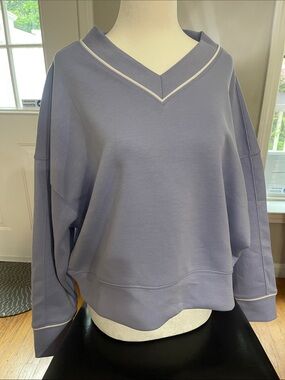 Express Lavender V-Neck Relaxed Sweatshirt Dolman Sleeves Medium